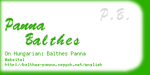 panna balthes business card